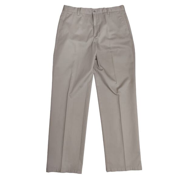 DOCKERS Mens Khaki Pants Flat Front Classic Fit Cotton Work Trousers Size 34 - Picture 1 of 11
